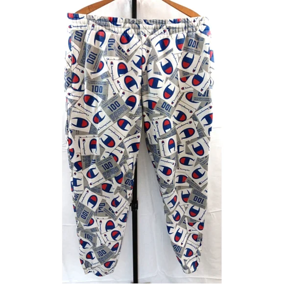 Champion Super Fleece 3.0 Thick Sweat Pants Allover Tag Scatter Script - Size M - Picture 13 of 13